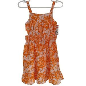 Dreses Cat & Jack Girls Floral Sundress L (10/12) Orange & White/Spandex Blend.